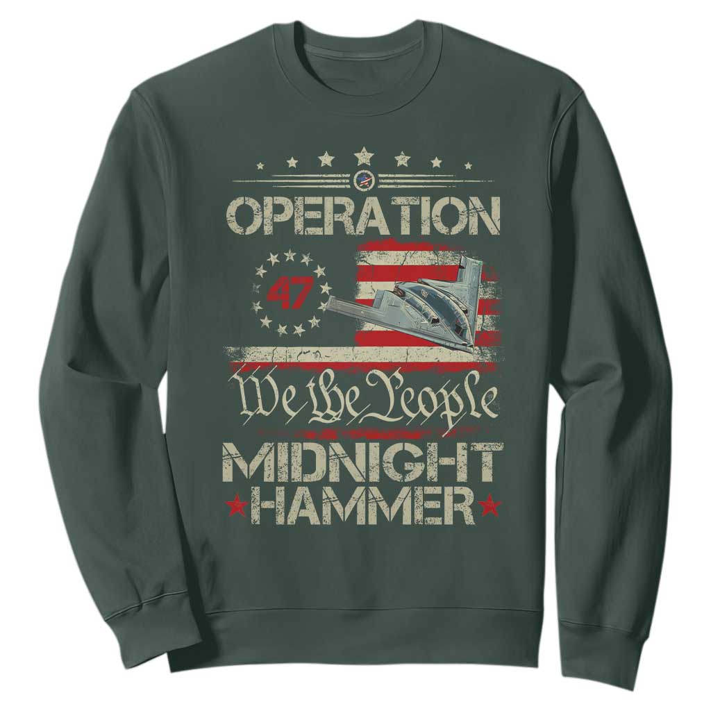 Operation Midnight Hammer Sweatshirt Bomber Jet Vintage Betsy Ross Flag TS11 Dark Forest Green Print Your Wear