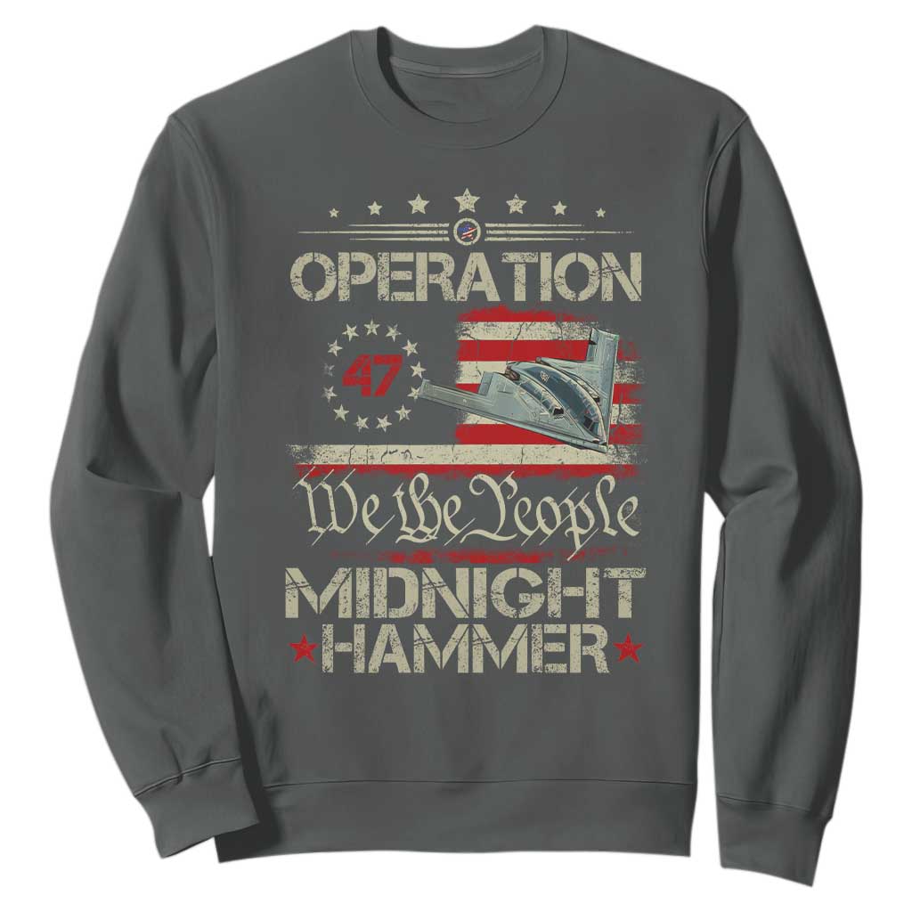 Operation Midnight Hammer Sweatshirt Bomber Jet Vintage Betsy Ross Flag TS11 Dark Heather Print Your Wear