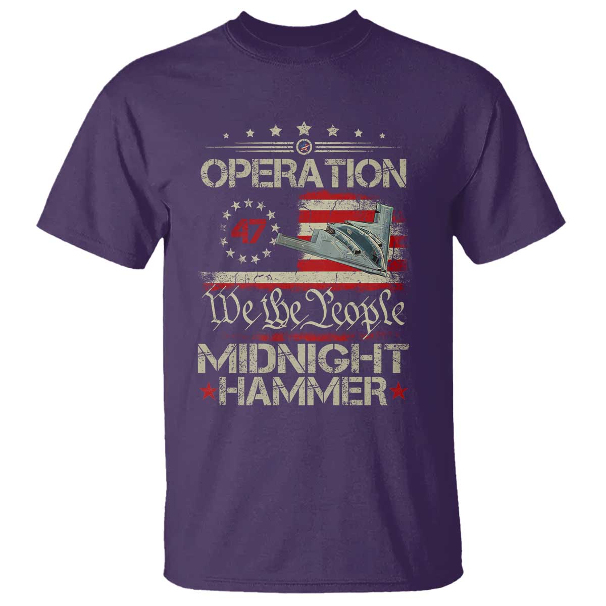 Operation Midnight Hammer T Shirt Bomber Jet Vintage Betsy Ross Flag TS11 Purple Print Your Wear
