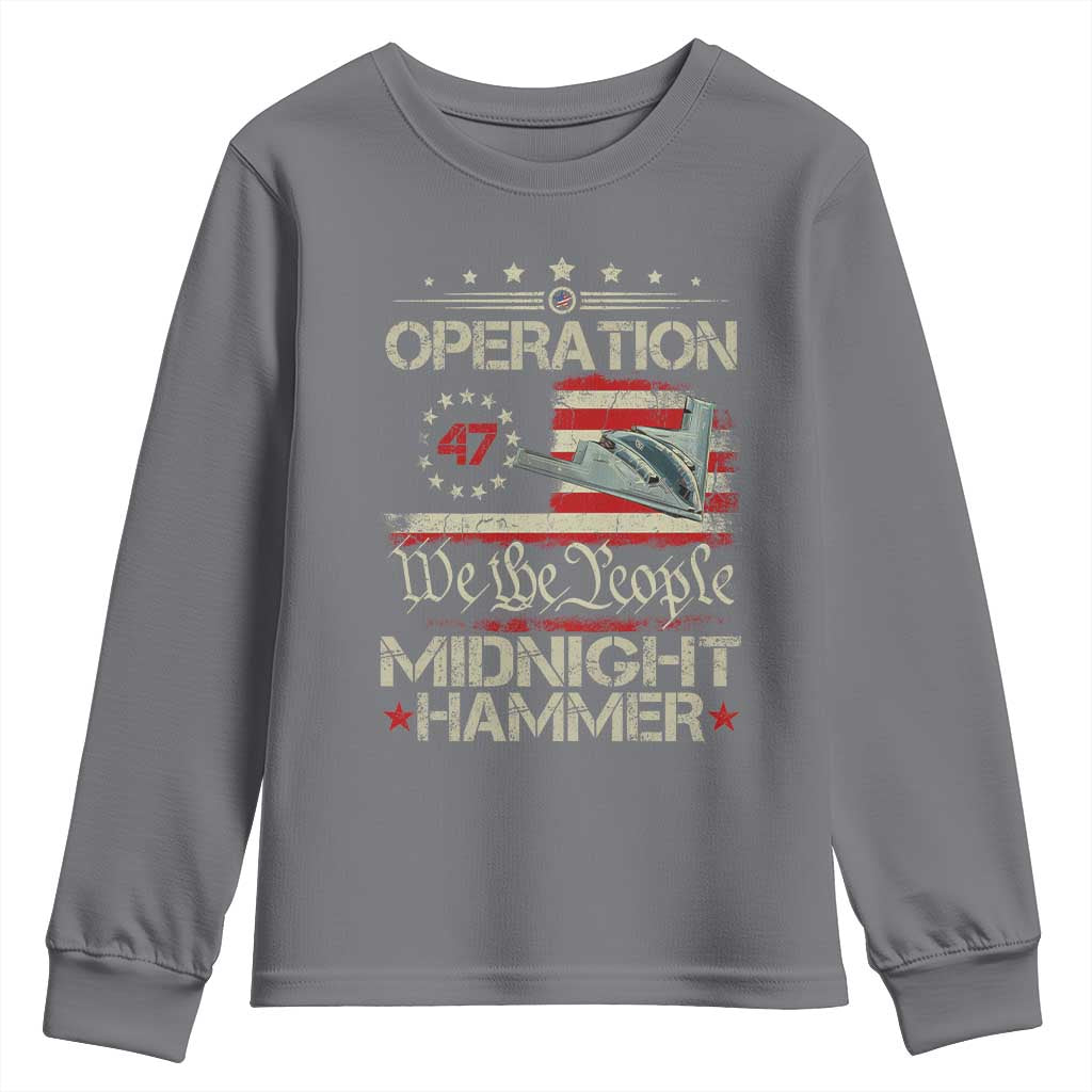 Operation Midnight Hammer Youth Sweatshirt Bomber Jet Vintage Betsy Ross Flag TS11 Charcoal Print Your Wear