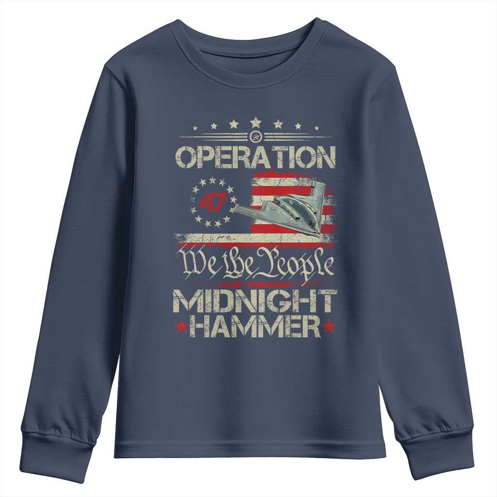 Operation Midnight Hammer Youth Sweatshirt Bomber Jet Vintage Betsy Ross Flag TS11 Navy Print Your Wear