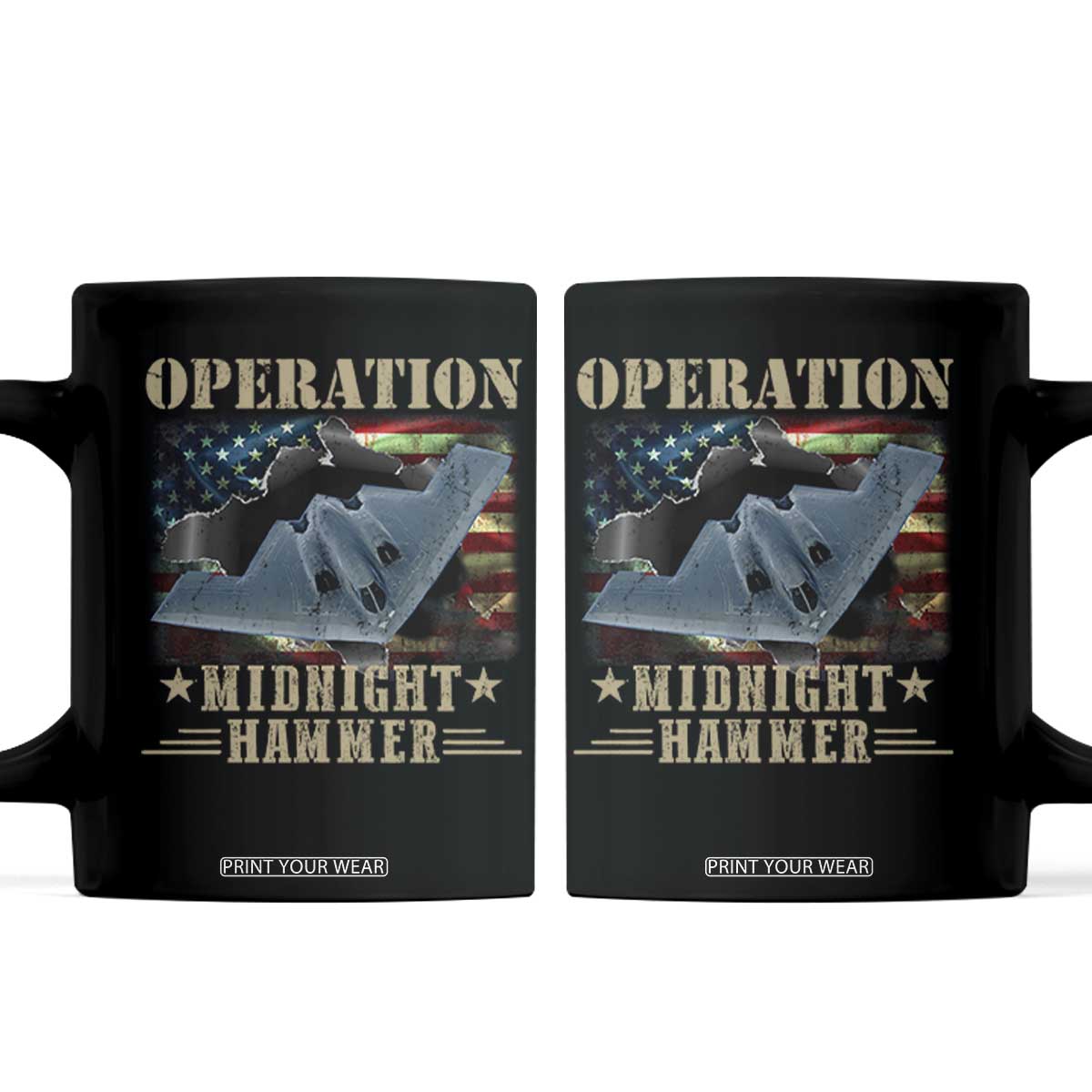 Operation Midnight Hammer Coffee Mug Bomber Jet American Flag TS11 Black Print Your Wear