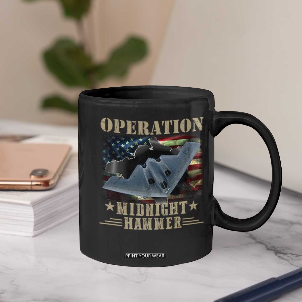Operation Midnight Hammer Coffee Mug Bomber Jet American Flag TS11 Print Your Wear