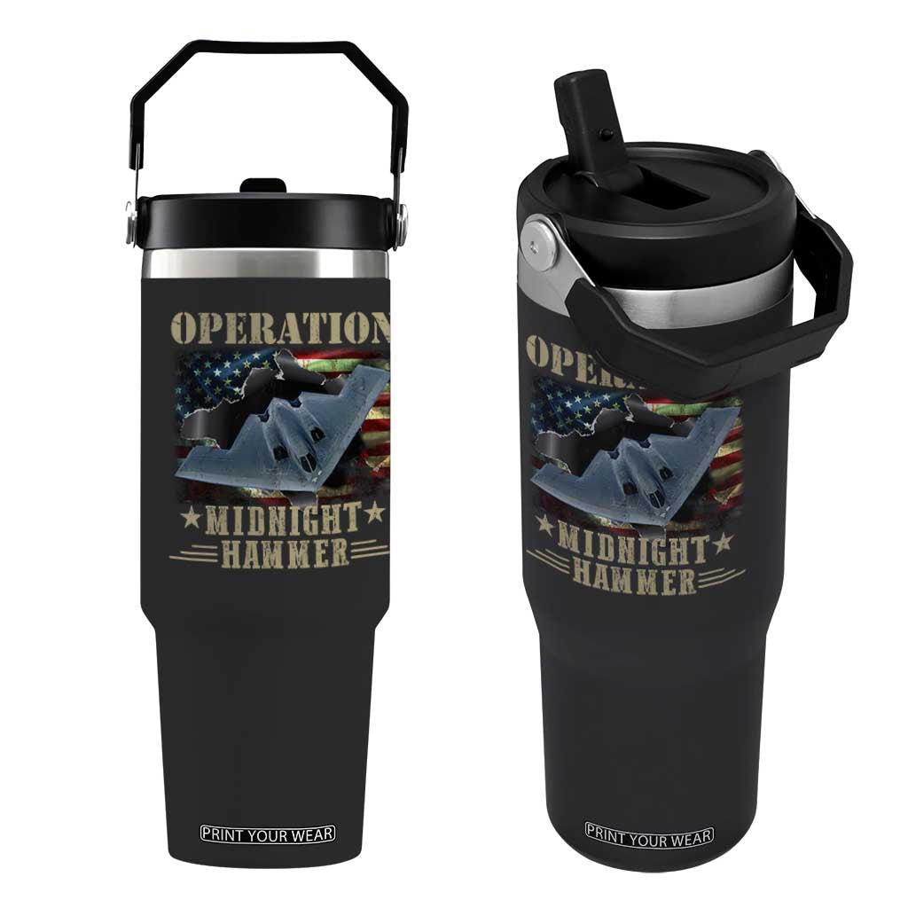 Operation Midnight Hammer Flip Straw Tumbler Bomber Jet American Flag TS11 One Size: 30 oz Black Print Your Wear