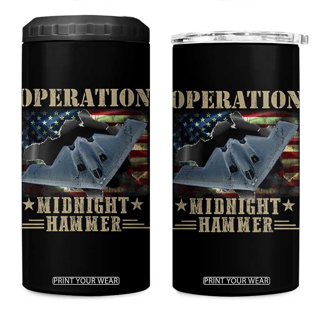 Operation Midnight Hammer 4 in 1 Can Cooler Tumbler Bomber Jet American Flag TS11 One Size: 16 oz Black Print Your Wear