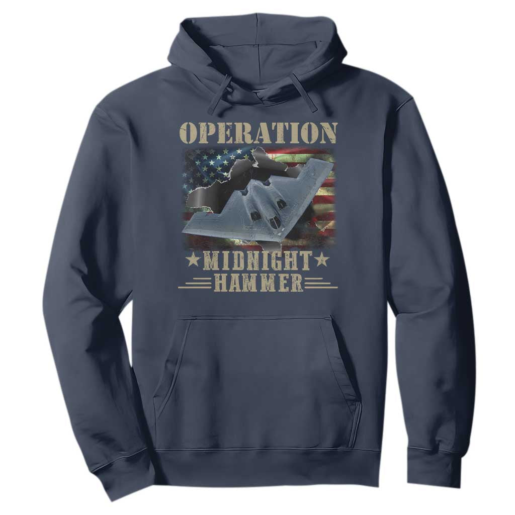 Operation Midnight Hammer Hoodie Bomber Jet American Flag TS11 Navy Print Your Wear