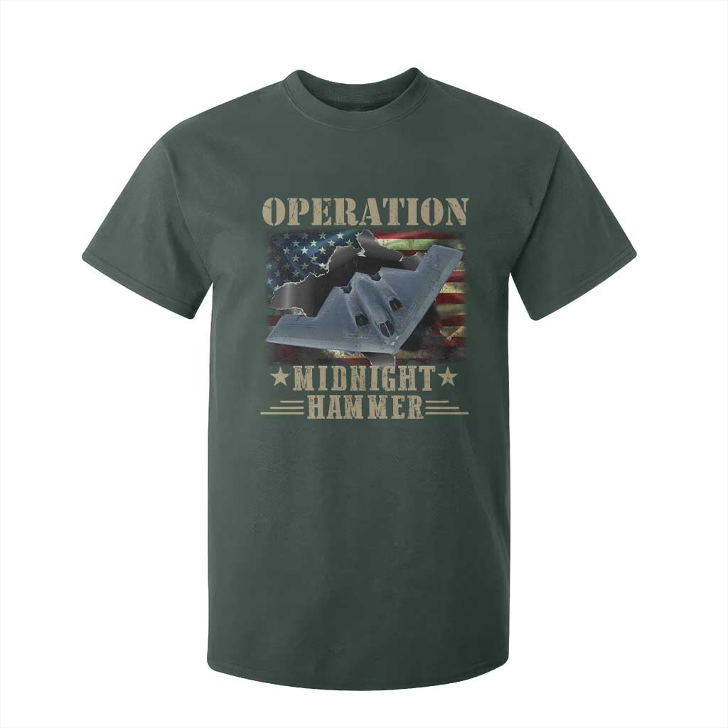 Operation Midnight Hammer T Shirt For Kid Bomber Jet American Flag TS11 Dark Forest Green Print Your Wear