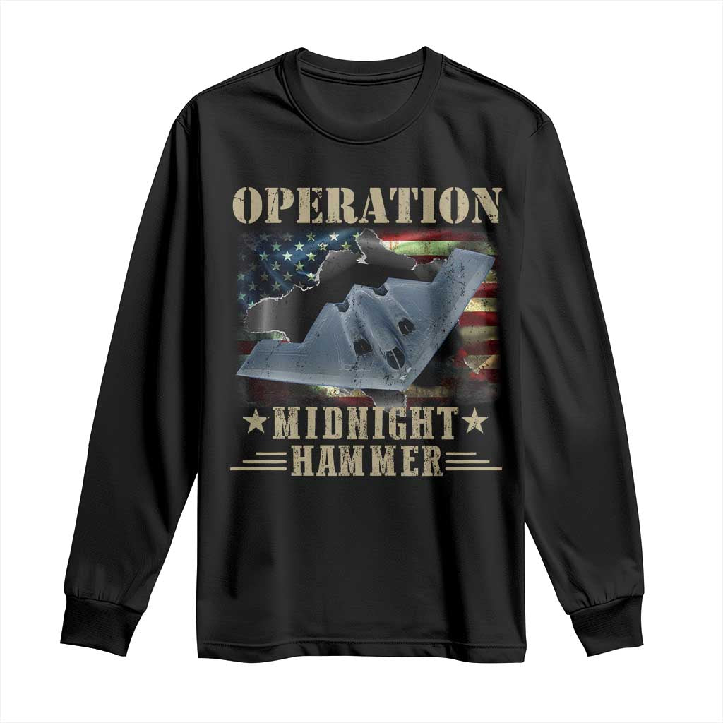 Operation Midnight Hammer Long Sleeve Shirt Bomber Jet American Flag TS11 Black Print Your Wear