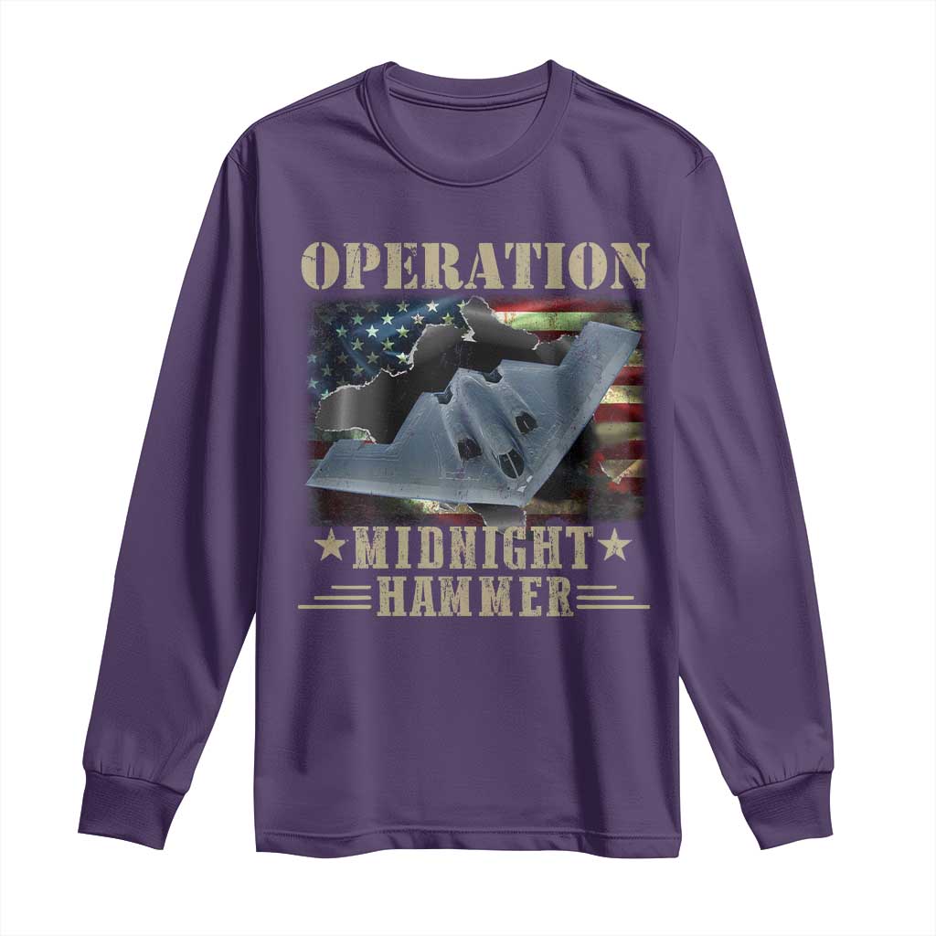 Operation Midnight Hammer Long Sleeve Shirt Bomber Jet American Flag TS11 Purple Print Your Wear