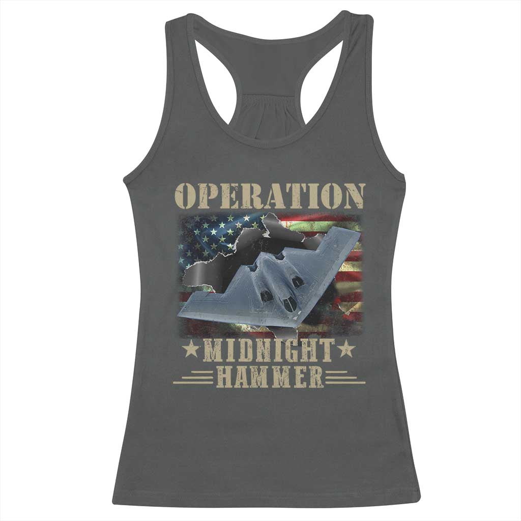 Operation Midnight Hammer Racerback Tank Top Bomber Jet American Flag TS11 Dark Heather Print Your Wear
