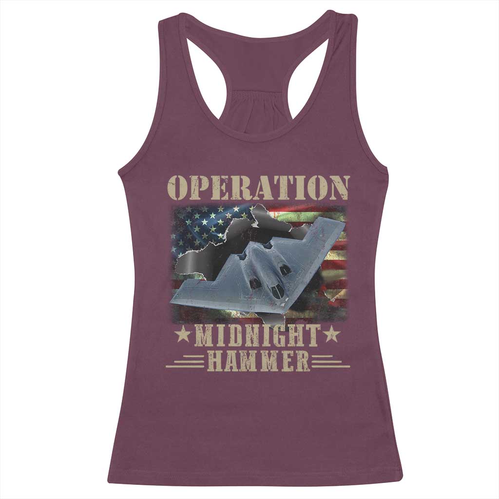 Operation Midnight Hammer Racerback Tank Top Bomber Jet American Flag TS11 Maroon Print Your Wear