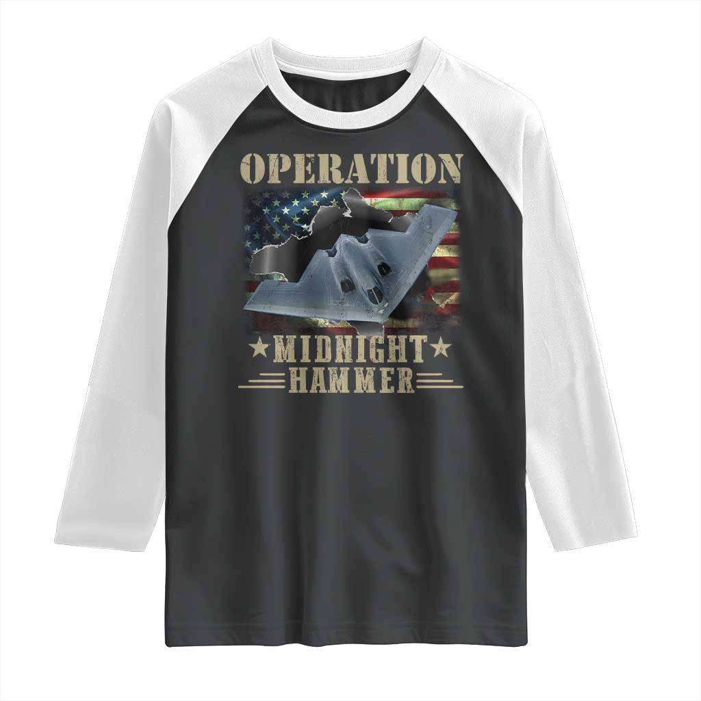 Operation Midnight Hammer Raglan Shirt Bomber Jet American Flag TS11 Black White Print Your Wear