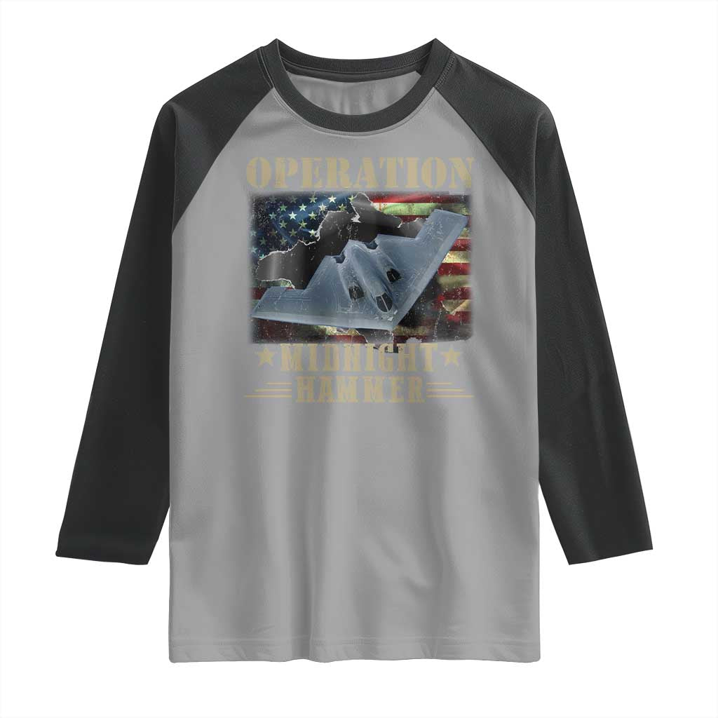 Operation Midnight Hammer Raglan Shirt Bomber Jet American Flag TS11 Sport Gray Black Print Your Wear