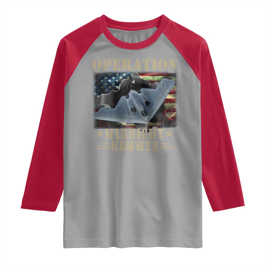Operation Midnight Hammer Raglan Shirt Bomber Jet American Flag TS11 Sport Gray Red Print Your Wear