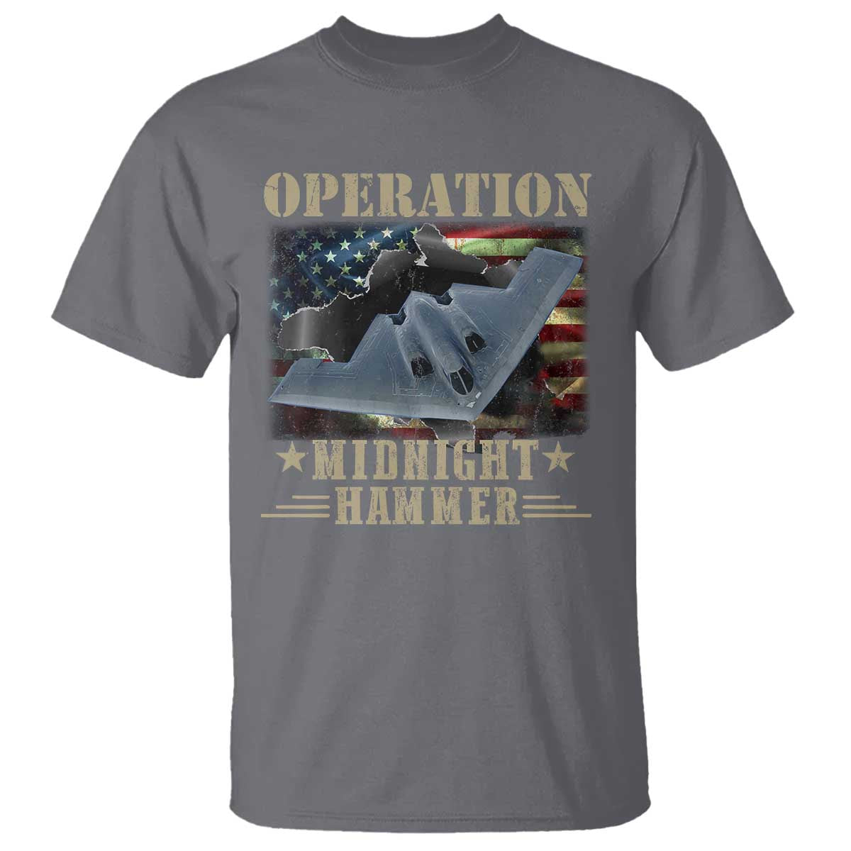 Operation Midnight Hammer T Shirt Bomber Jet American Flag TS11 Charcoal Print Your Wear