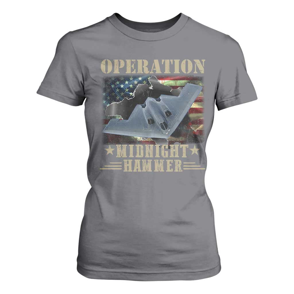 Operation Midnight Hammer T Shirt For Women Bomber Jet American Flag TS11 Charcoal Print Your Wear