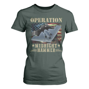 Operation Midnight Hammer T Shirt For Women Bomber Jet American Flag TS11 Dark Forest Green Print Your Wear