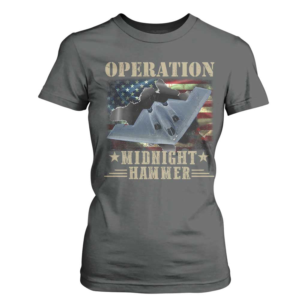 Operation Midnight Hammer T Shirt For Women Bomber Jet American Flag TS11 Dark Heather Print Your Wear