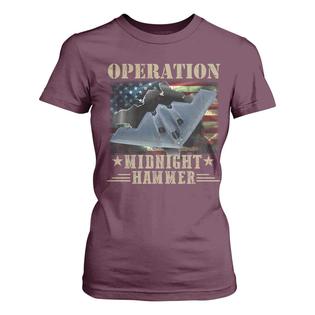 Operation Midnight Hammer T Shirt For Women Bomber Jet American Flag TS11 Maroon Print Your Wear