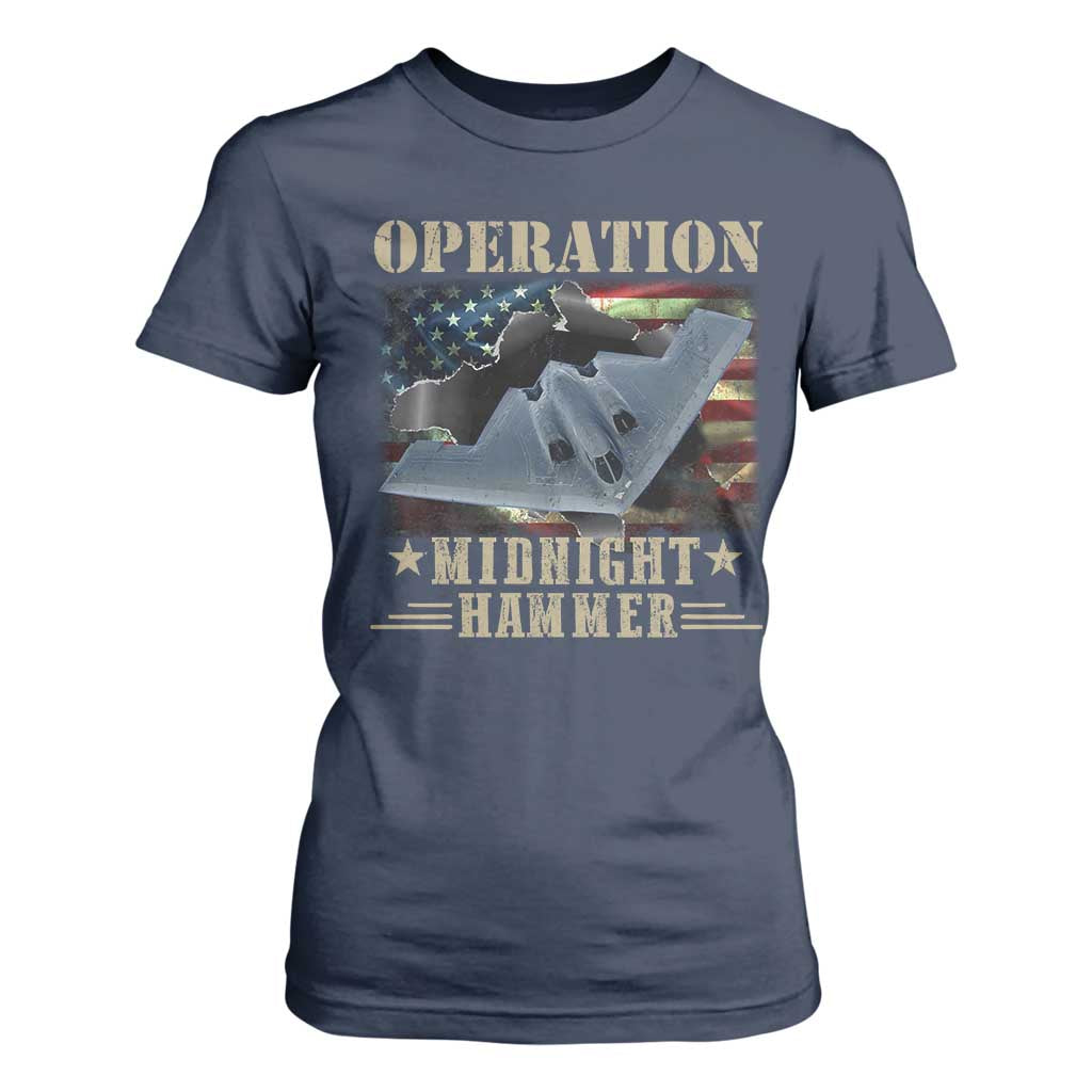 Operation Midnight Hammer T Shirt For Women Bomber Jet American Flag TS11 Navy Print Your Wear