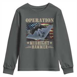 Operation Midnight Hammer Youth Sweatshirt Bomber Jet American Flag TS11 Dark Heather Print Your Wear