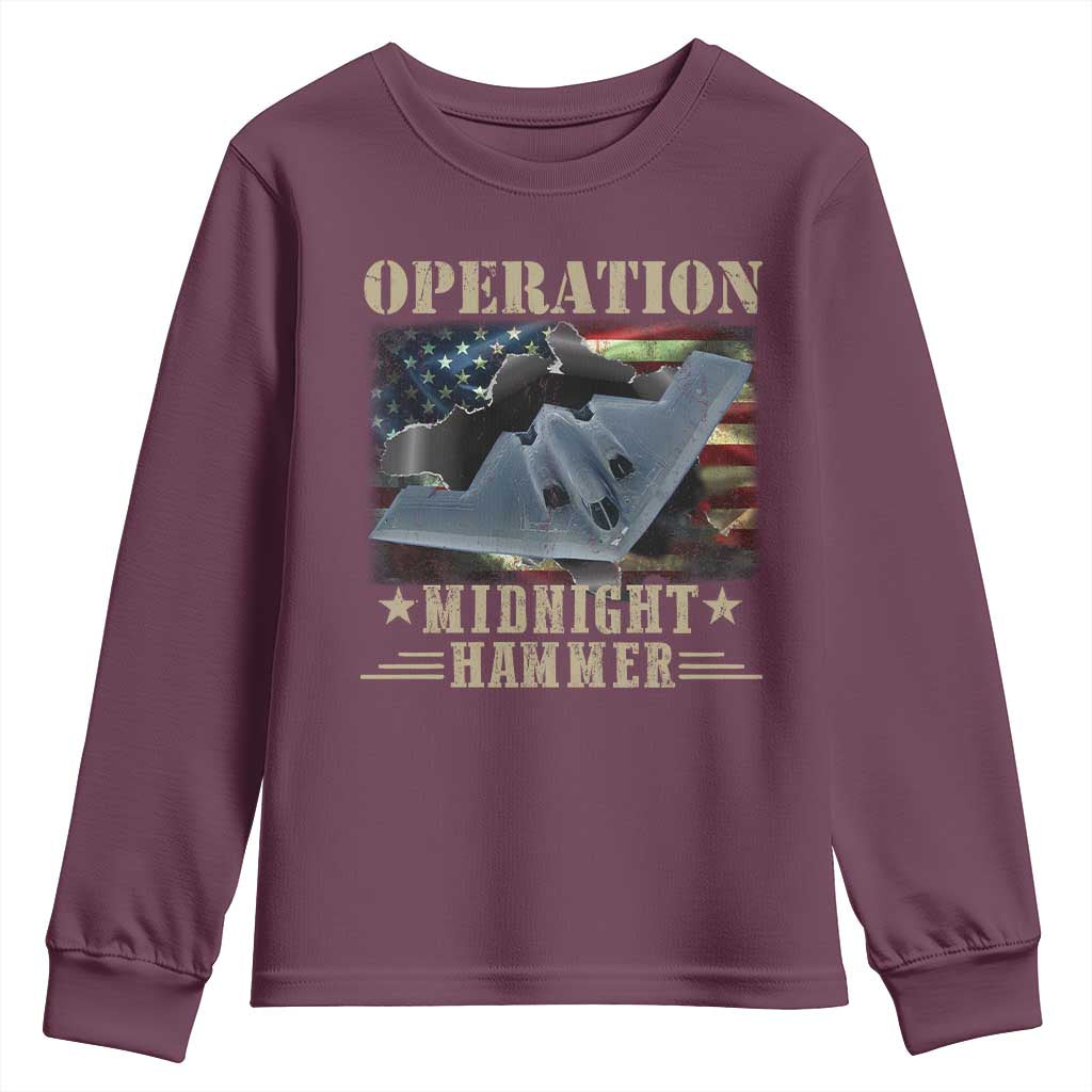 Operation Midnight Hammer Youth Sweatshirt Bomber Jet American Flag TS11 Maroon Print Your Wear