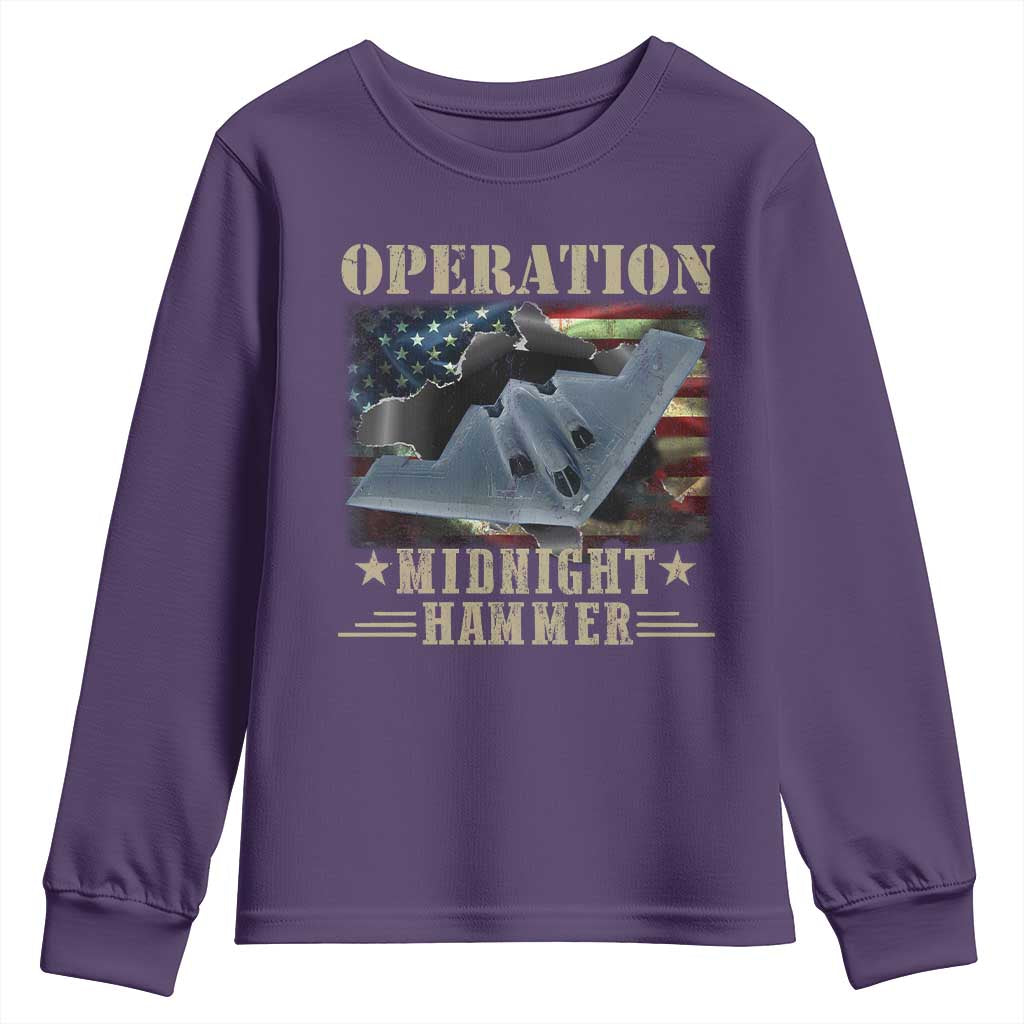 Operation Midnight Hammer Youth Sweatshirt Bomber Jet American Flag TS11 Purple Print Your Wear