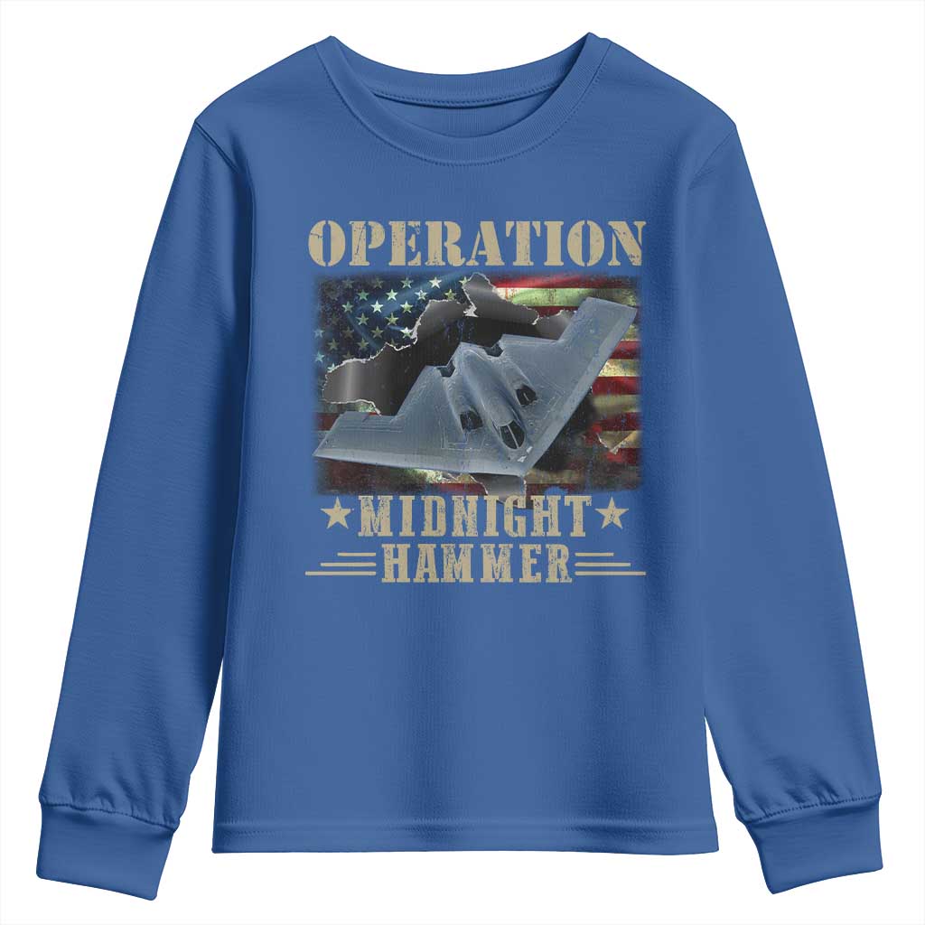 Operation Midnight Hammer Youth Sweatshirt Bomber Jet American Flag TS11 Royal Blue Print Your Wear