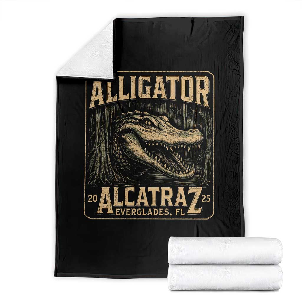 Funny Alligator Alcatraz Throw Blanket Florida Everglades Alligatraz Meme 2025 TS11 Black Print Your Wear