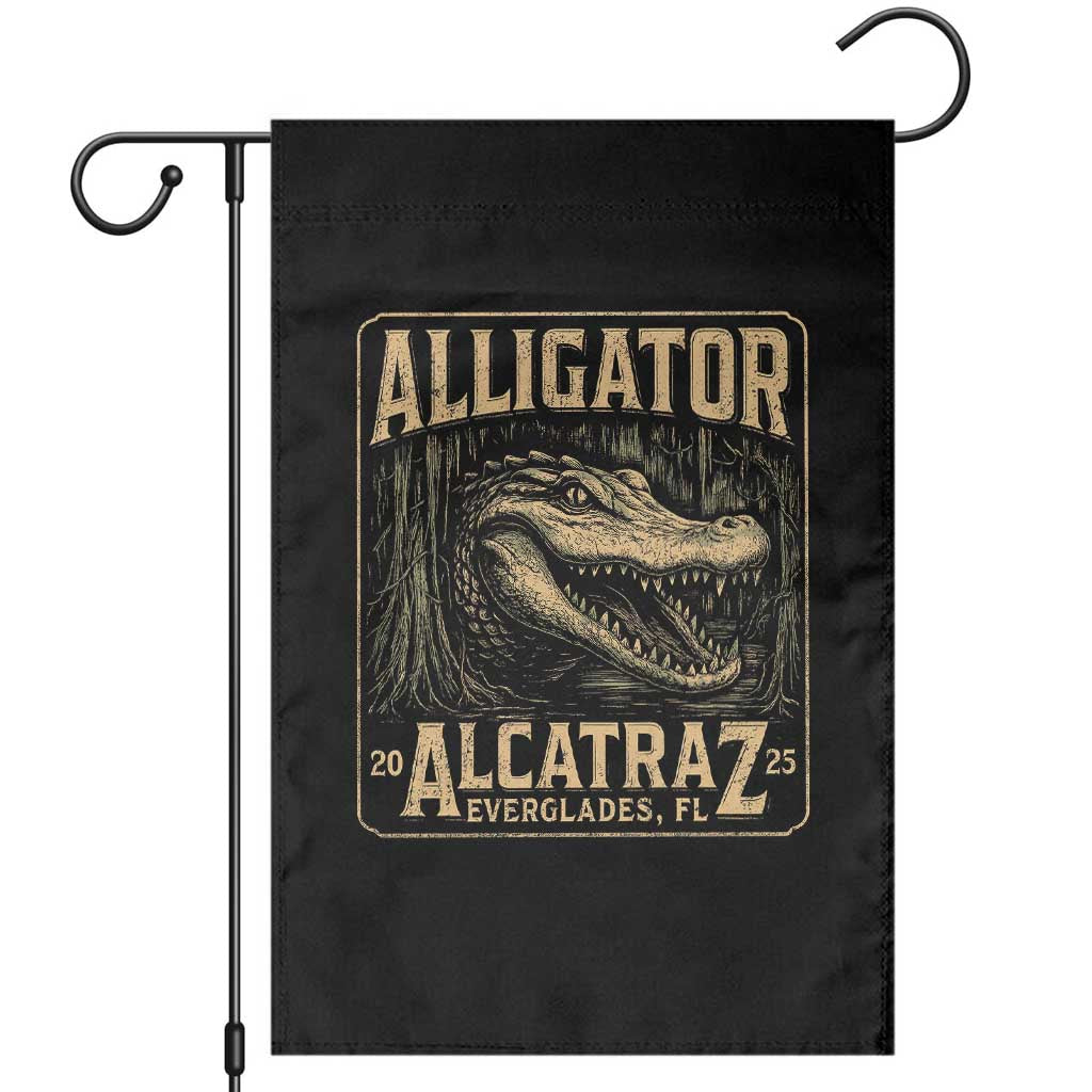 Funny Alligator Alcatraz Garden Flag Florida Everglades Alligatraz Meme 2025 TS11 Black Print Your Wear