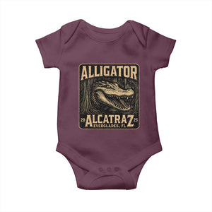 Funny Alligator Alcatraz Baby Onesie Florida Everglades Alligatraz Meme 2025 TS11 Maroon Print Your Wear