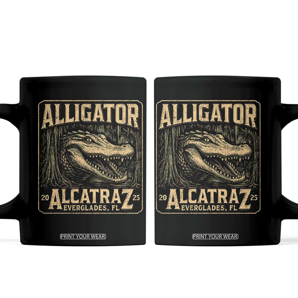 Funny Alligator Alcatraz Coffee Mug Florida Everglades Alligatraz Meme 2025 TS11 Black Print Your Wear