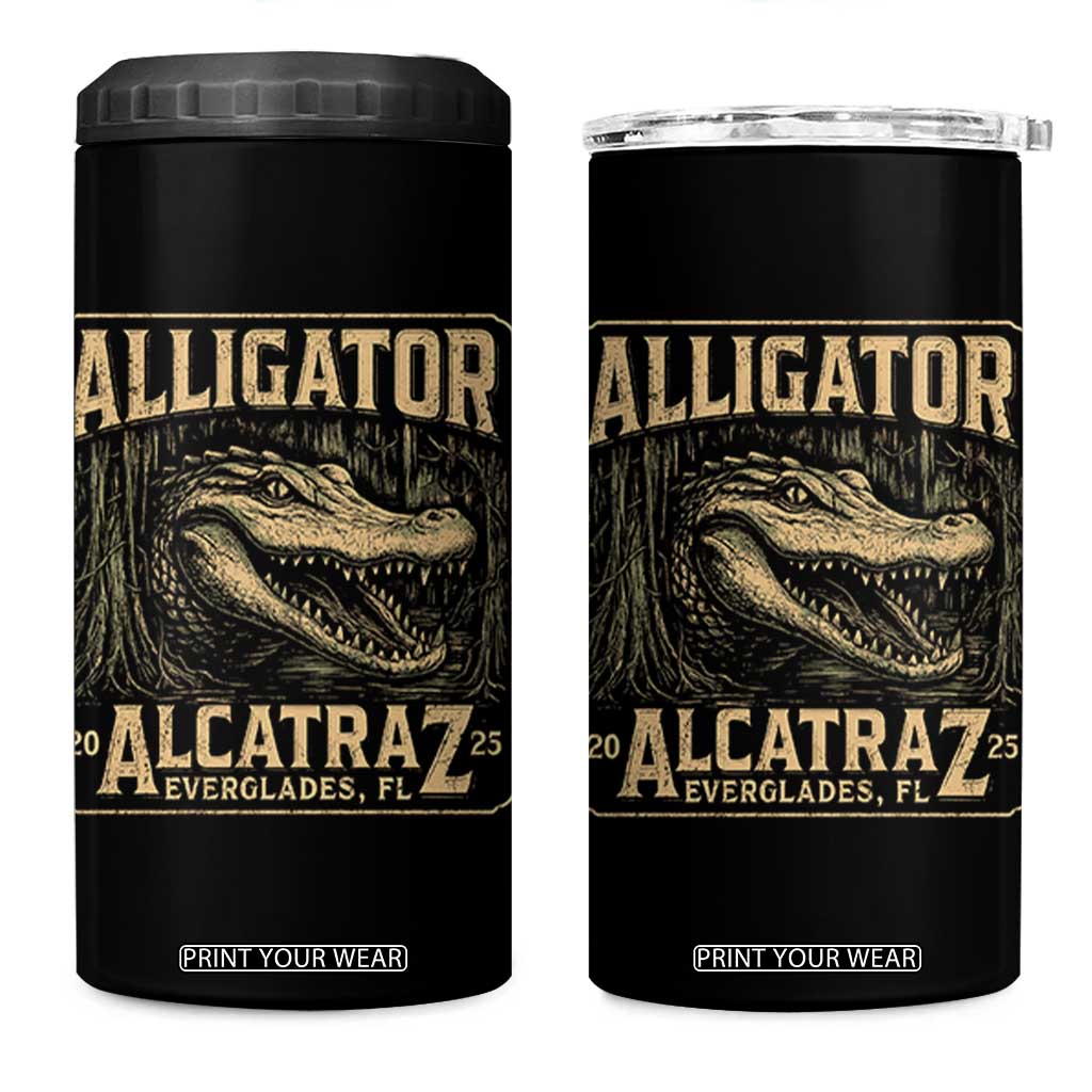 Funny Alligator Alcatraz 4 in 1 Can Cooler Tumbler Florida Everglades Alligatraz Meme 2025 TS11 One Size: 16 oz Black Print Your Wear