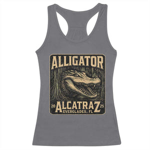 Funny Alligator Alcatraz Racerback Tank Top Florida Everglades Alligatraz Meme 2025 TS11 Charcoal Print Your Wear