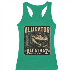 Funny Alligator Alcatraz Racerback Tank Top Florida Everglades Alligatraz Meme 2025 TS11 Irish Green Print Your Wear