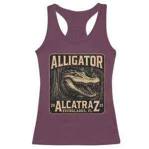 Funny Alligator Alcatraz Racerback Tank Top Florida Everglades Alligatraz Meme 2025 TS11 Maroon Print Your Wear
