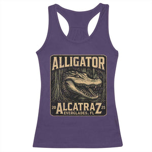 Funny Alligator Alcatraz Racerback Tank Top Florida Everglades Alligatraz Meme 2025 TS11 Purple Print Your Wear