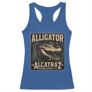 Funny Alligator Alcatraz Racerback Tank Top Florida Everglades Alligatraz Meme 2025 TS11 Royal Blue Print Your Wear