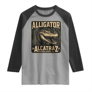 Funny Alligator Alcatraz Raglan Shirt Florida Everglades Alligatraz Meme 2025 TS11 Sport Gray Black Print Your Wear