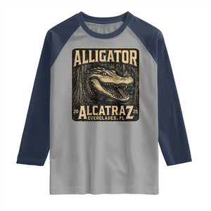 Funny Alligator Alcatraz Raglan Shirt Florida Everglades Alligatraz Meme 2025 TS11 Sport Gray Navy Print Your Wear