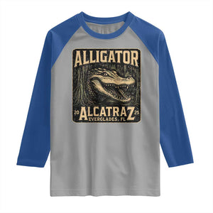 Funny Alligator Alcatraz Raglan Shirt Florida Everglades Alligatraz Meme 2025 TS11 Sport Gray Royal Print Your Wear