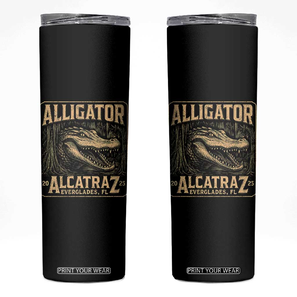 Funny Alligator Alcatraz Skinny Tumbler Florida Everglades Alligatraz Meme 2025 TS11 Black Print Your Wear
