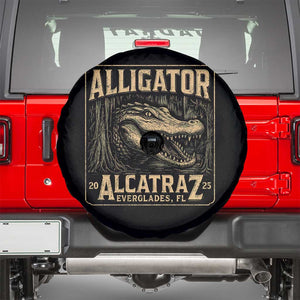 Funny Alligator Alcatraz Spare Tire Cover Florida Everglades Alligatraz Meme 2025 TS11 Black Print Your Wear