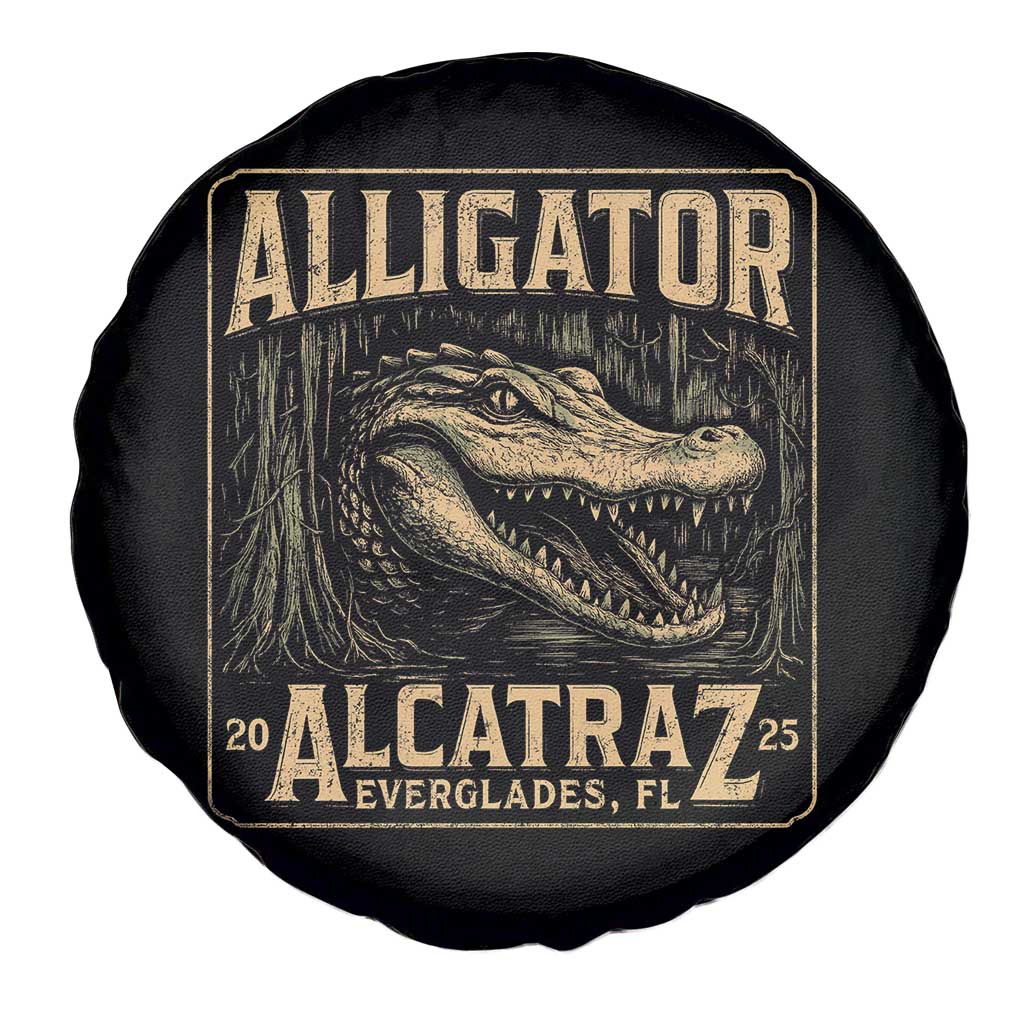 Funny Alligator Alcatraz Spare Tire Cover Florida Everglades Alligatraz Meme 2025 TS11 Print Your Wear