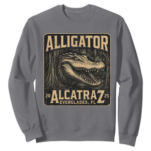 Funny Alligator Alcatraz Sweatshirt Florida Everglades Alligatraz Meme 2025 TS11 Charcoal Print Your Wear
