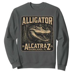 Funny Alligator Alcatraz Sweatshirt Florida Everglades Alligatraz Meme 2025 TS11 Dark Heather Print Your Wear