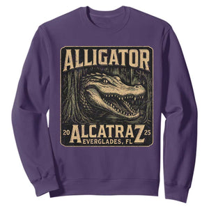 Funny Alligator Alcatraz Sweatshirt Florida Everglades Alligatraz Meme 2025 TS11 Purple Print Your Wear