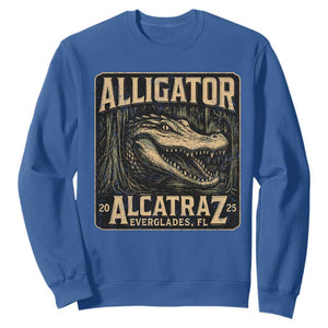 Funny Alligator Alcatraz Sweatshirt Florida Everglades Alligatraz Meme 2025 TS11 Royal Blue Print Your Wear