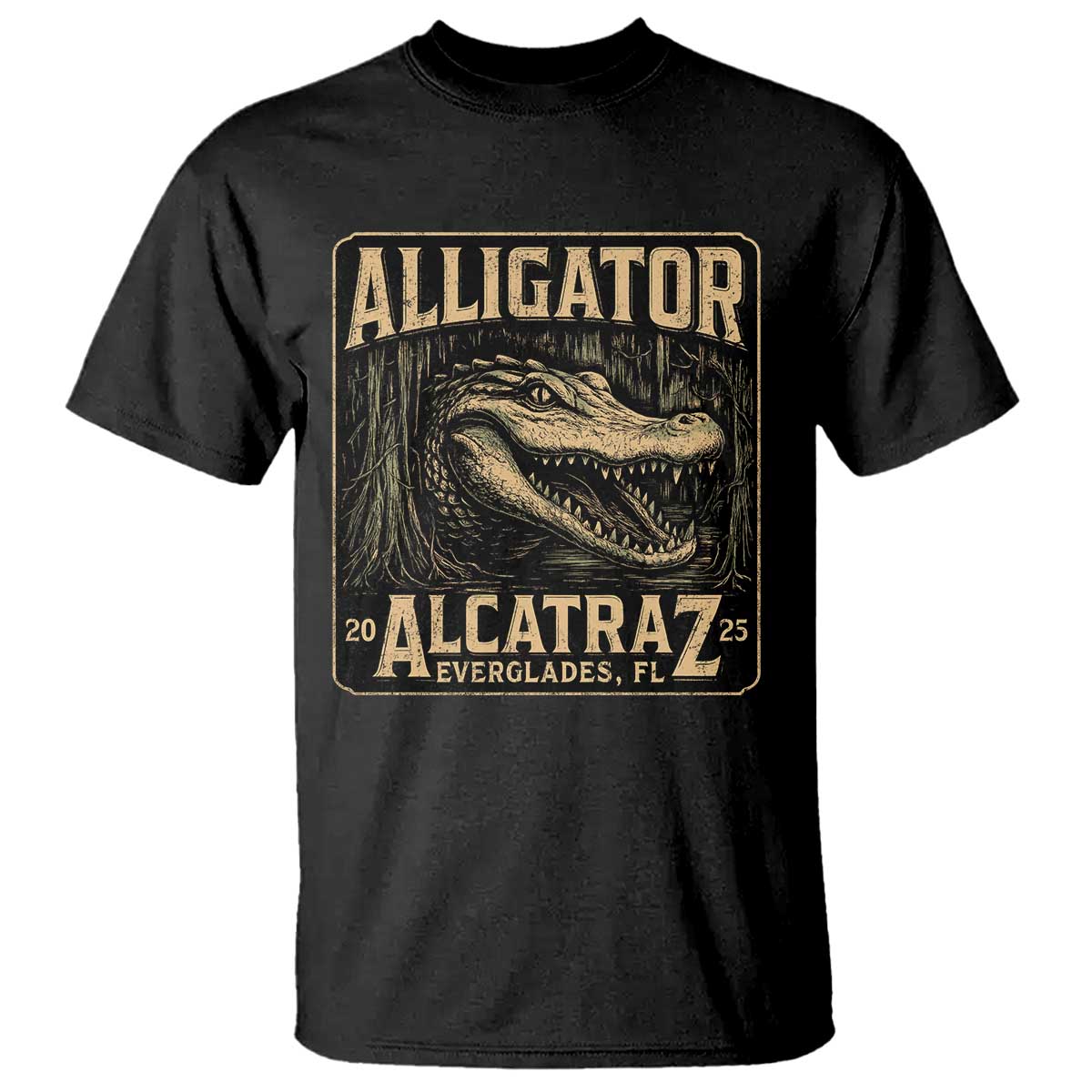 Funny Alligator Alcatraz T Shirt Florida Everglades Alligatraz Meme 2025 TS11 Black Print Your Wear