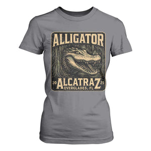 Funny Alligator Alcatraz T Shirt For Women Florida Everglades Alligatraz Meme 2025 TS11 Charcoal Print Your Wear